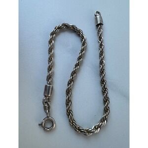 Sterling Silver Rope Chain Bracelet 7.25 Inch 5.35g Twisted Link